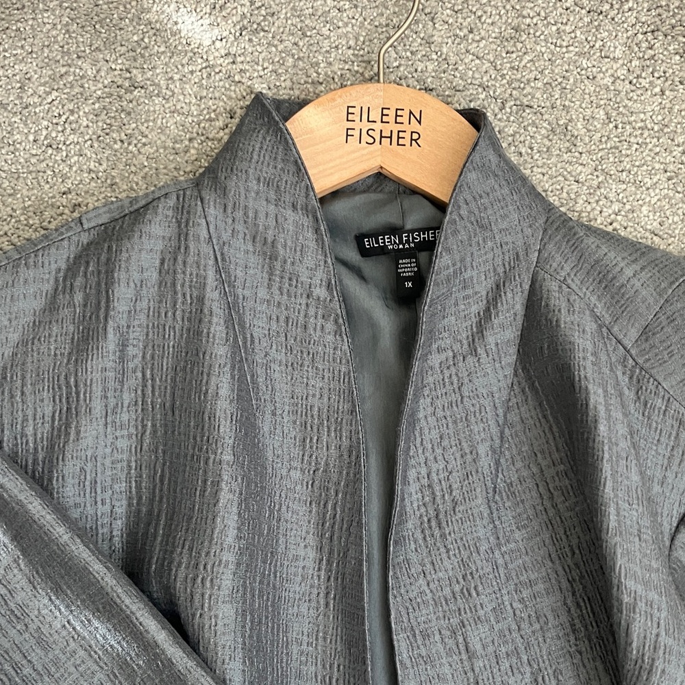 Wonderful Eileen Fisher High Collar Silk Jacket - Picture 12 of 12